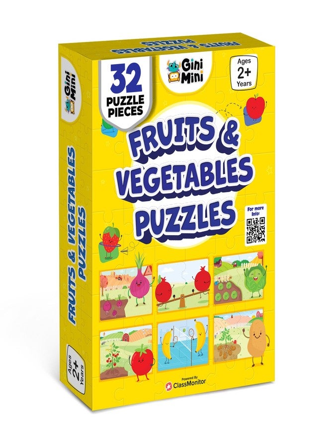 GiniMini Fruits & Vegetables Puzzle for Kids 2 3 4 5 Years | Educational 2 Piece Puzzle for Memory & Motor Skills | Return & Birthday Gifts for Boys & Girls - Image 1